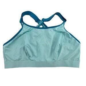 Cacique blue green plus size crisscross X back easy to wear bralette size 14 /16